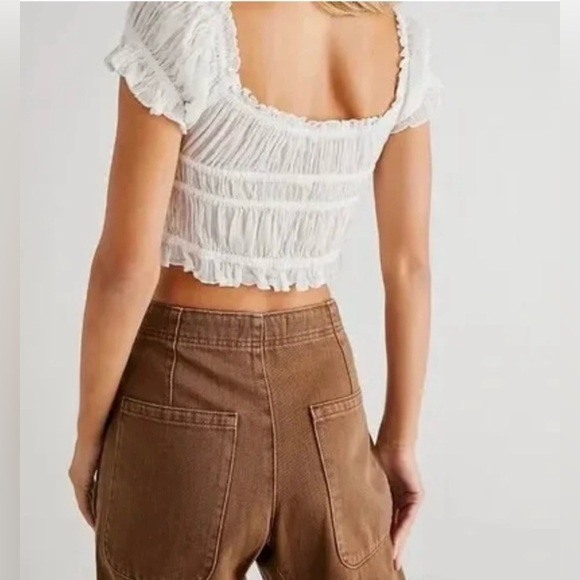 Free‎ People FP One Cheri Smocked Crop Top Medium NWT - Picture 2 of 10